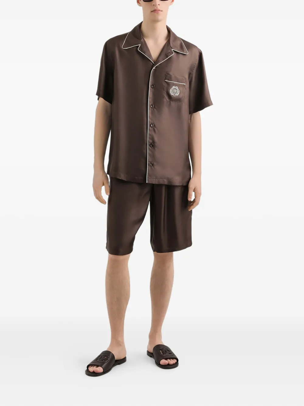 Dolce & Gabbana Overhemd met kraag en korte mouwen - Bruin