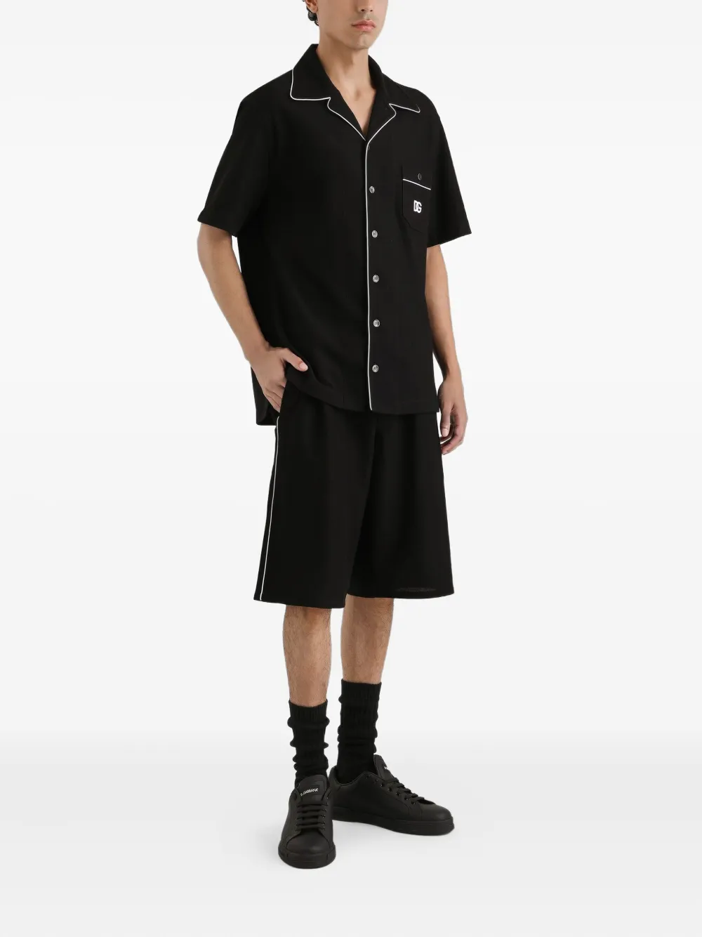 Dolce & Gabbana Overhemd met omgekeerde kraag en logo - Zwart