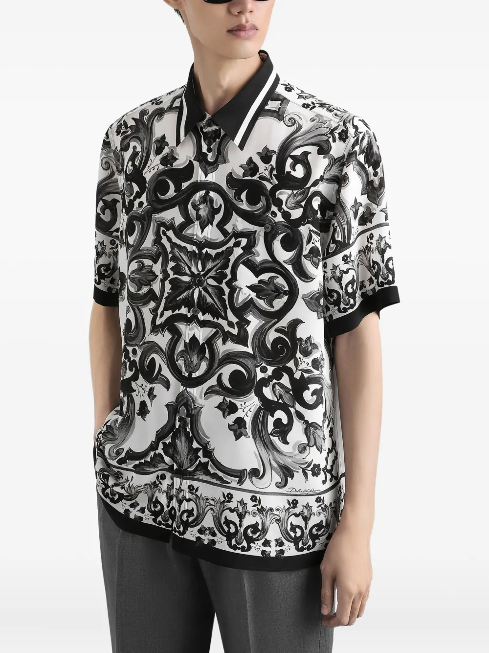 Dolce & Gabbana Zijden overhemd met print Zwart