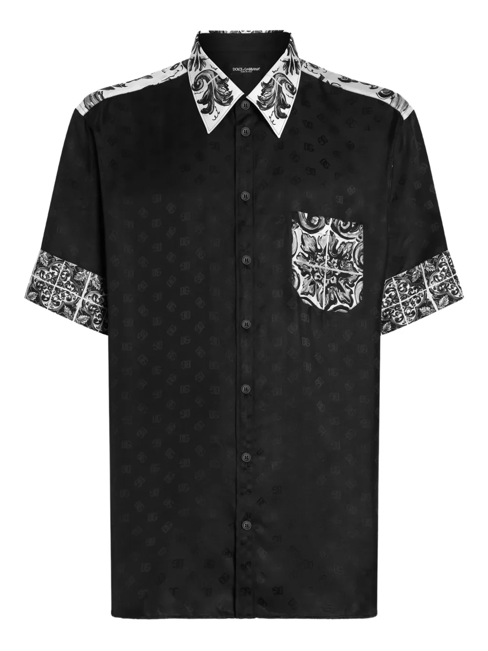 Dolce & Gabbana Seidenhemd mit Monogramm | Schwarz | Image 1