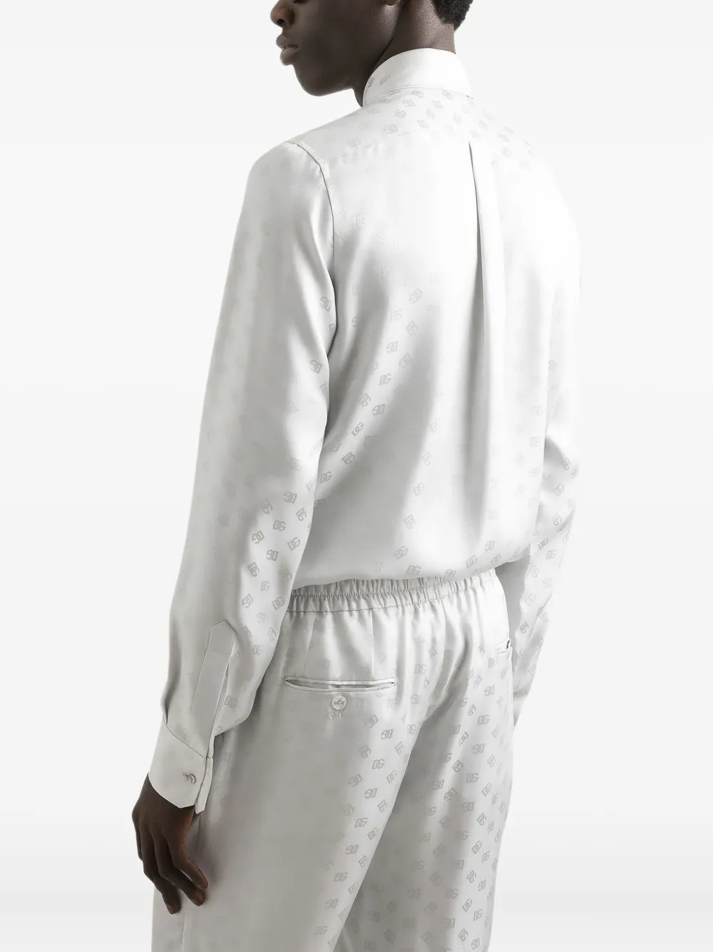 Dolce & Gabbana Martini satijnen overhemd met monogram-jacquard Grijs