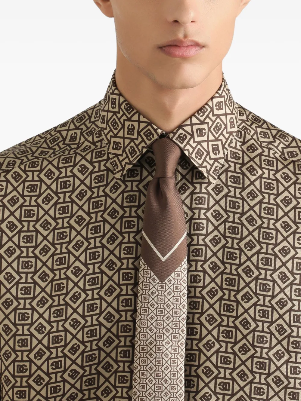 Dolce & Gabbana Overhemd met geometrisch patroon Bruin