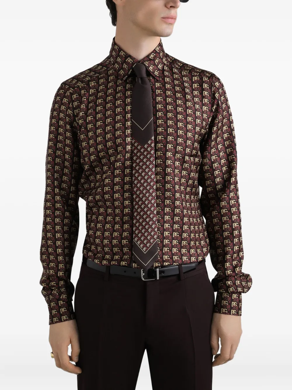 Dolce & Gabbana Overhemd met logoprint Bruin