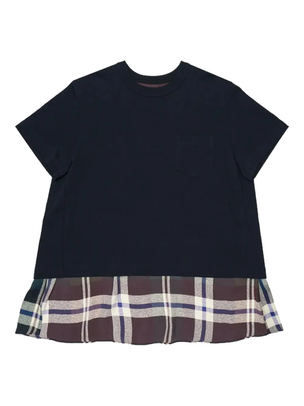 Sacai Geruit T-shirt met zak Blauw