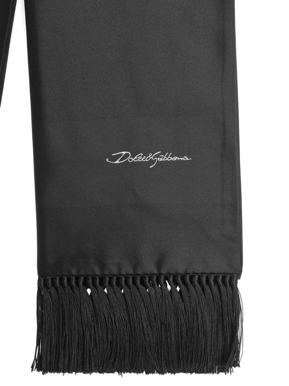 Dolce & Gabbana Sjaal met geborduurd logo en franje - Zwart