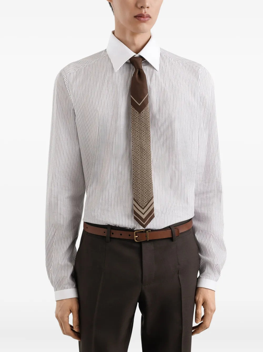 Dolce & Gabbana Stropdas met geometrisch patroon Bruin