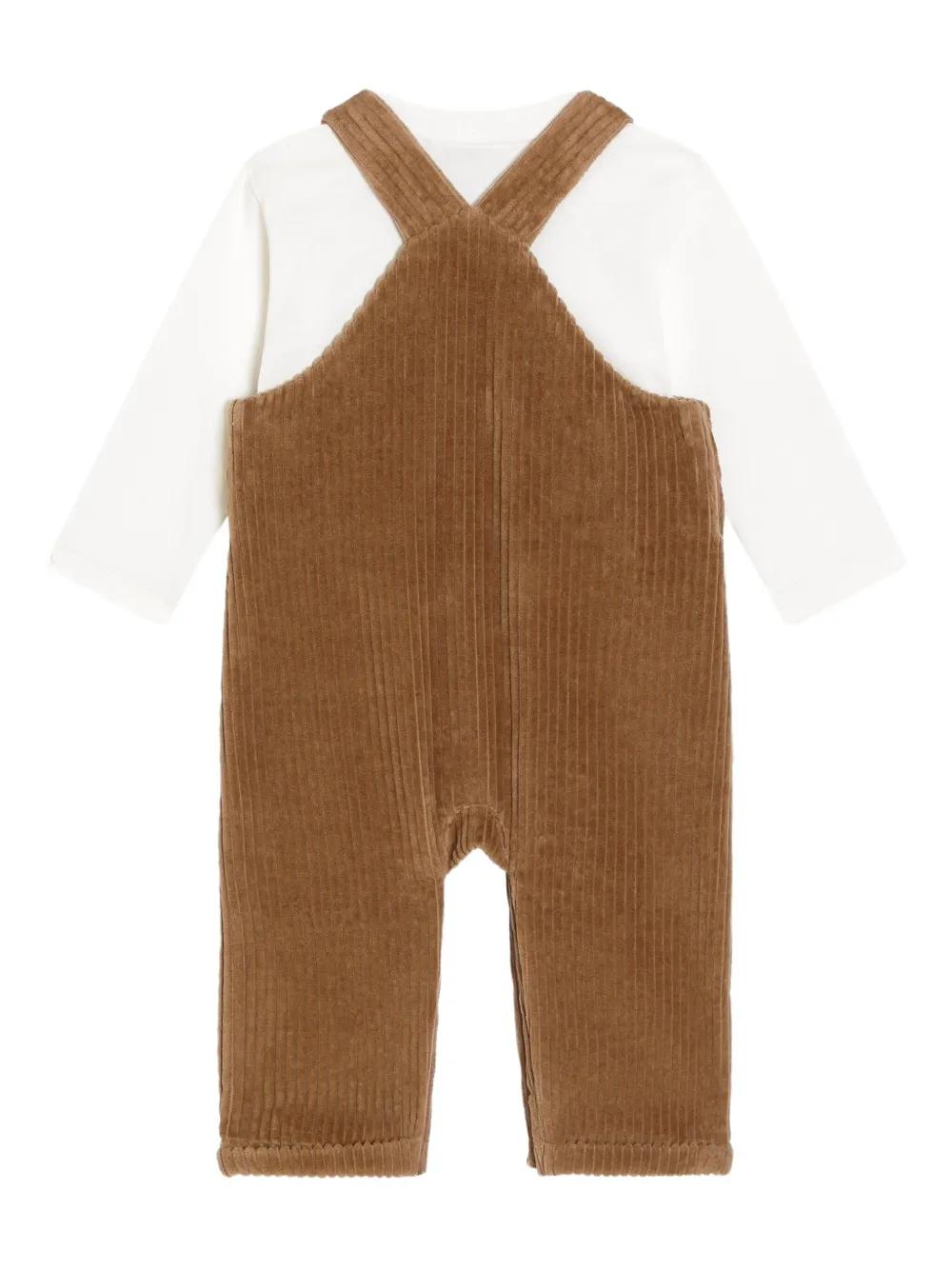 Dolce & Gabbana Corduroy Dungarees Set In Brown