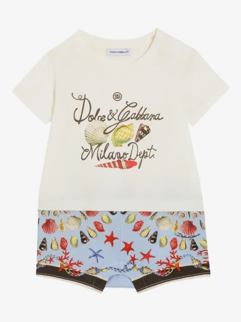 Dolce & Gabbana Kids shell-print romper