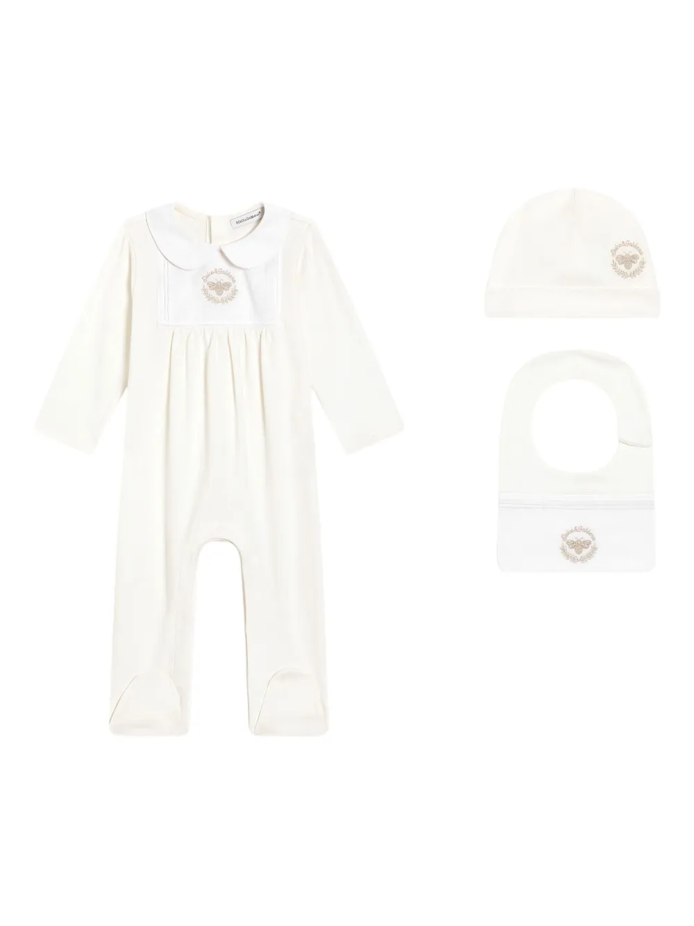 Dolce & Gabbana Kids Drie rompers met geborduurd detail Wit