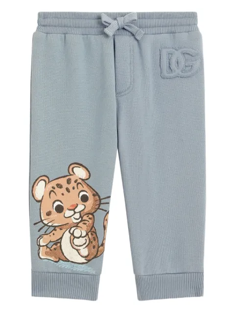 Dolce & Gabbana Kids pantalones de chándal con aplique de leopardo