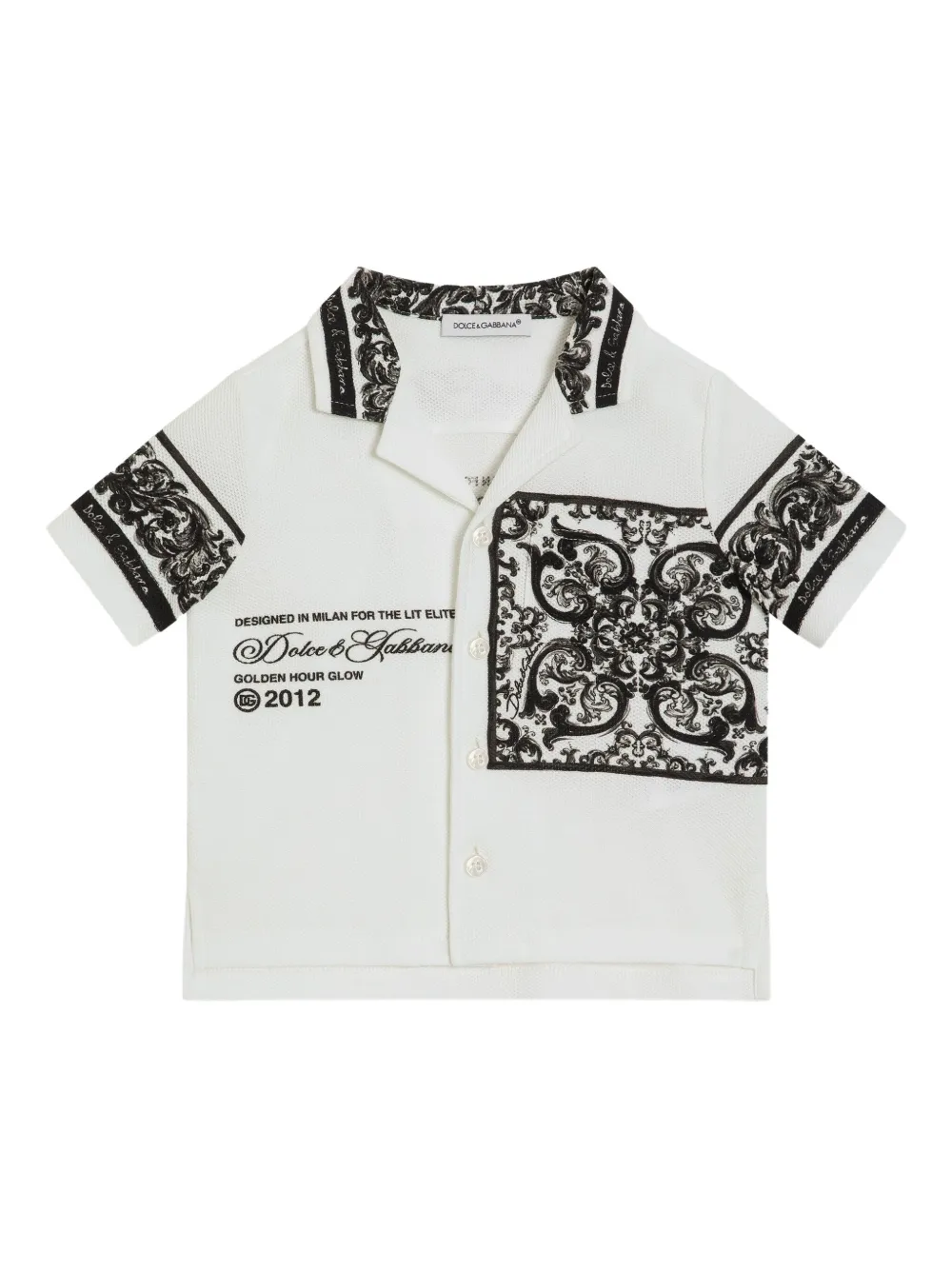 Dolce & Gabbana Kids Camicia in cotone con logo - Bianco