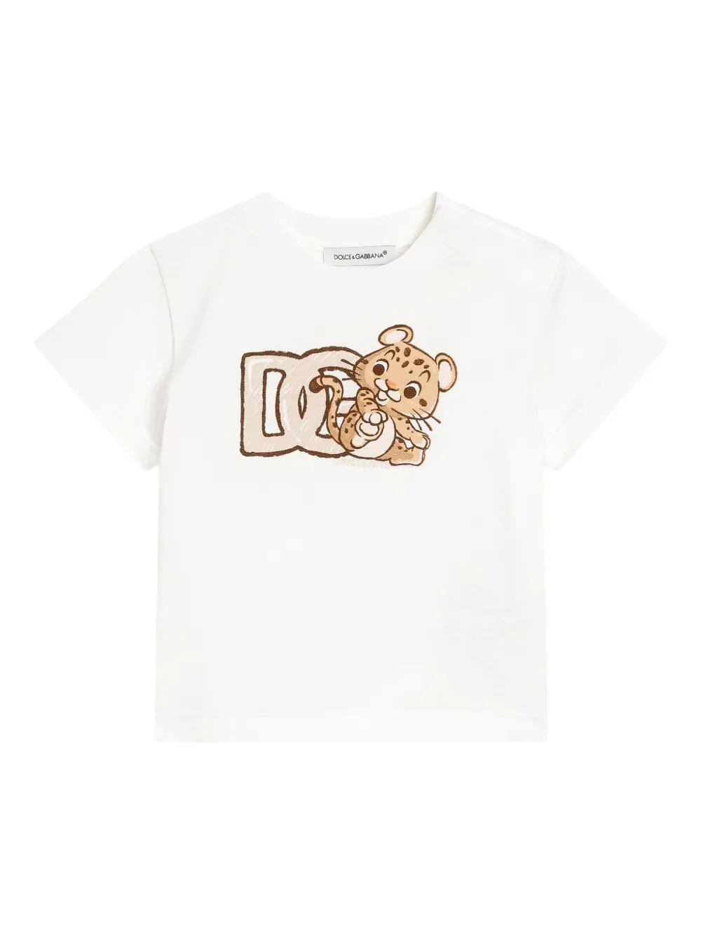 Dolce & Gabbana Kids T-shirt met luipaardprint Wit