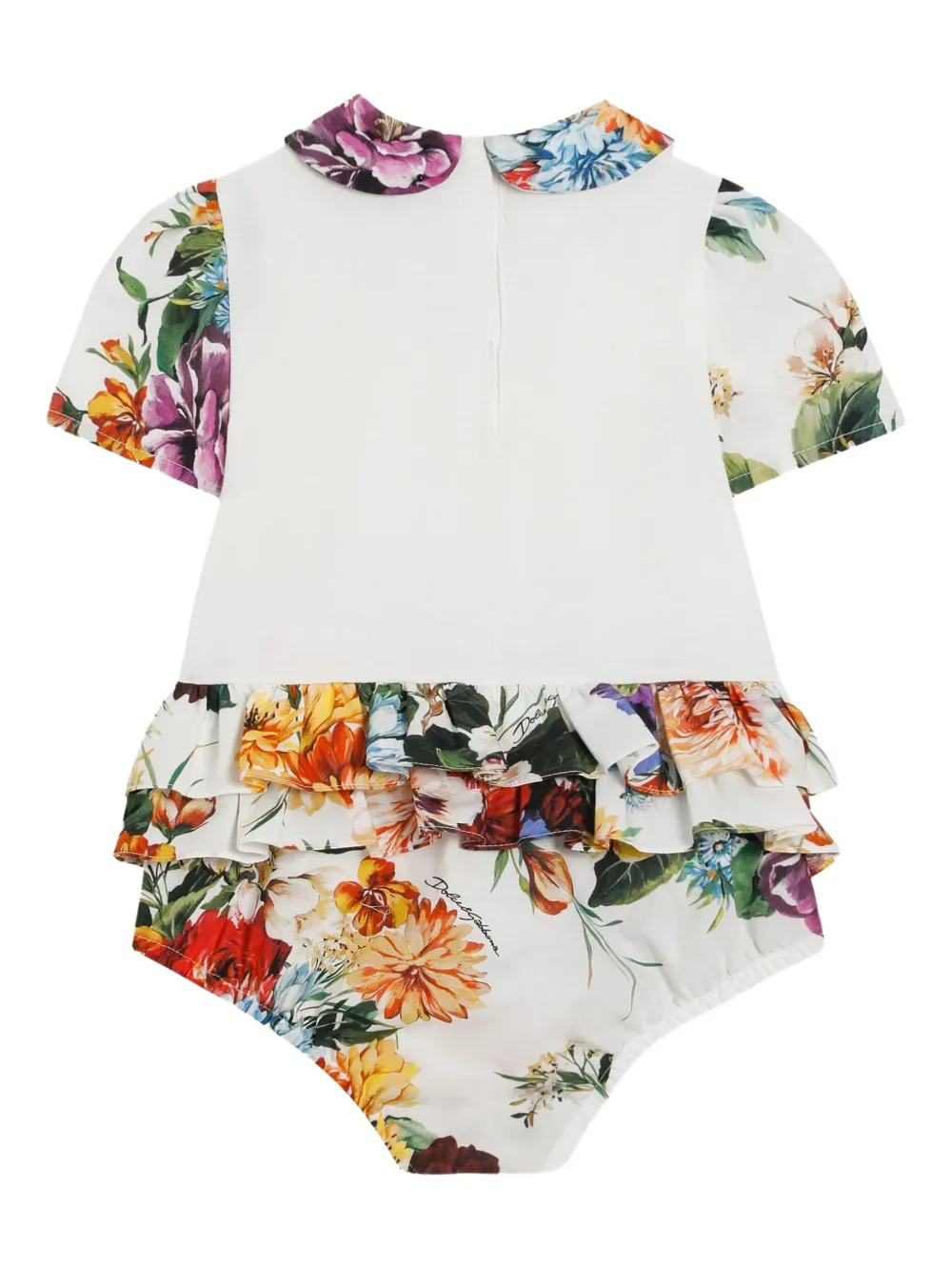 Dolce & Gabbana Kids floral-print cotton romper - Wit