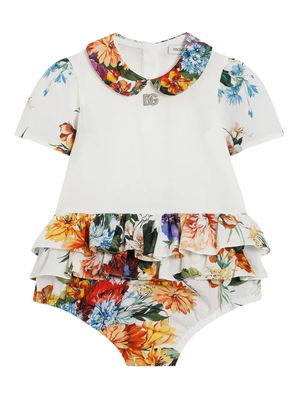 Dolce & Gabbana Kids Romper met bloe print Wit