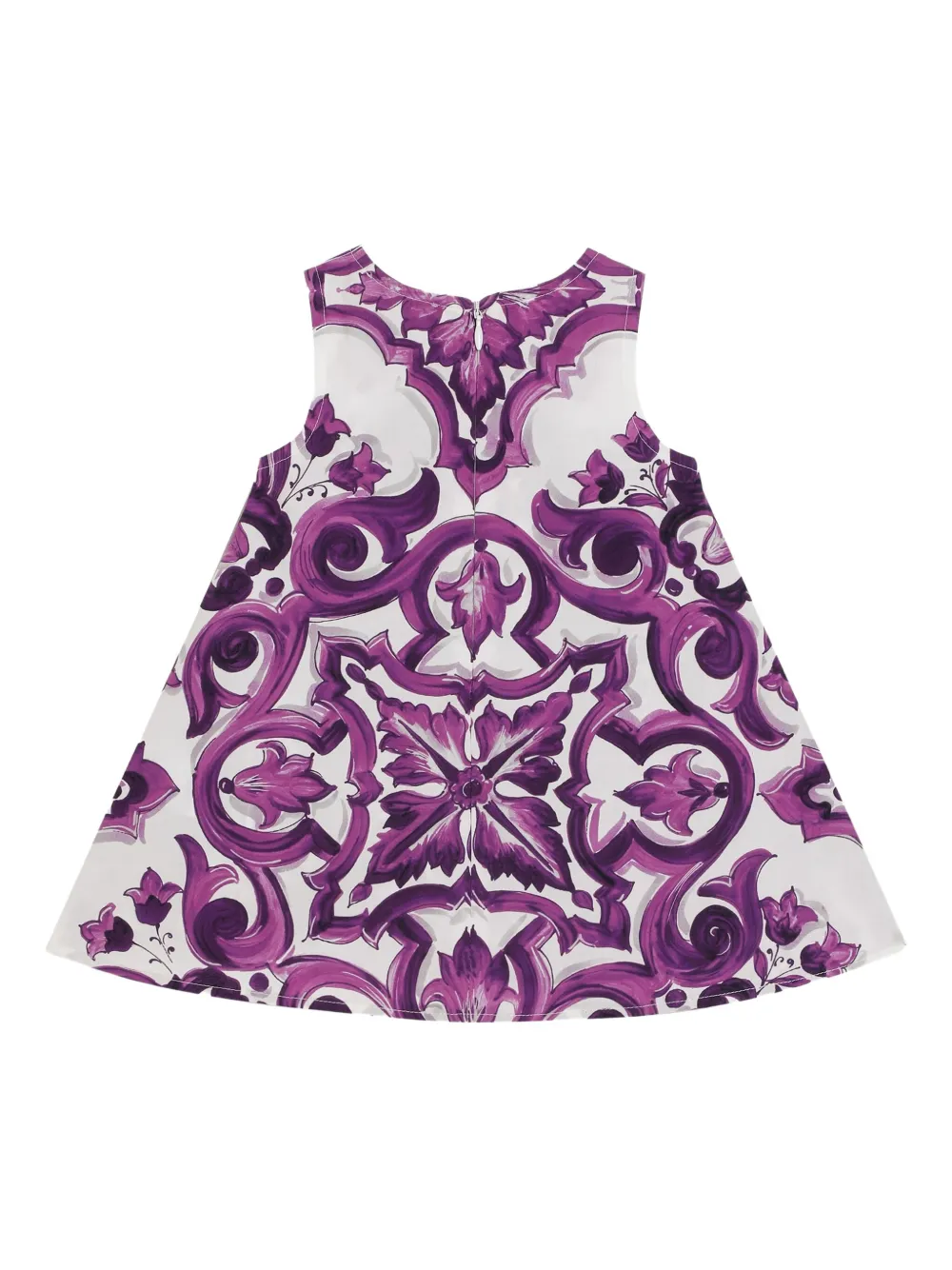 Dolce & Gabbana Kids Mouwloze popeline jurk met Majolica-print - Paars