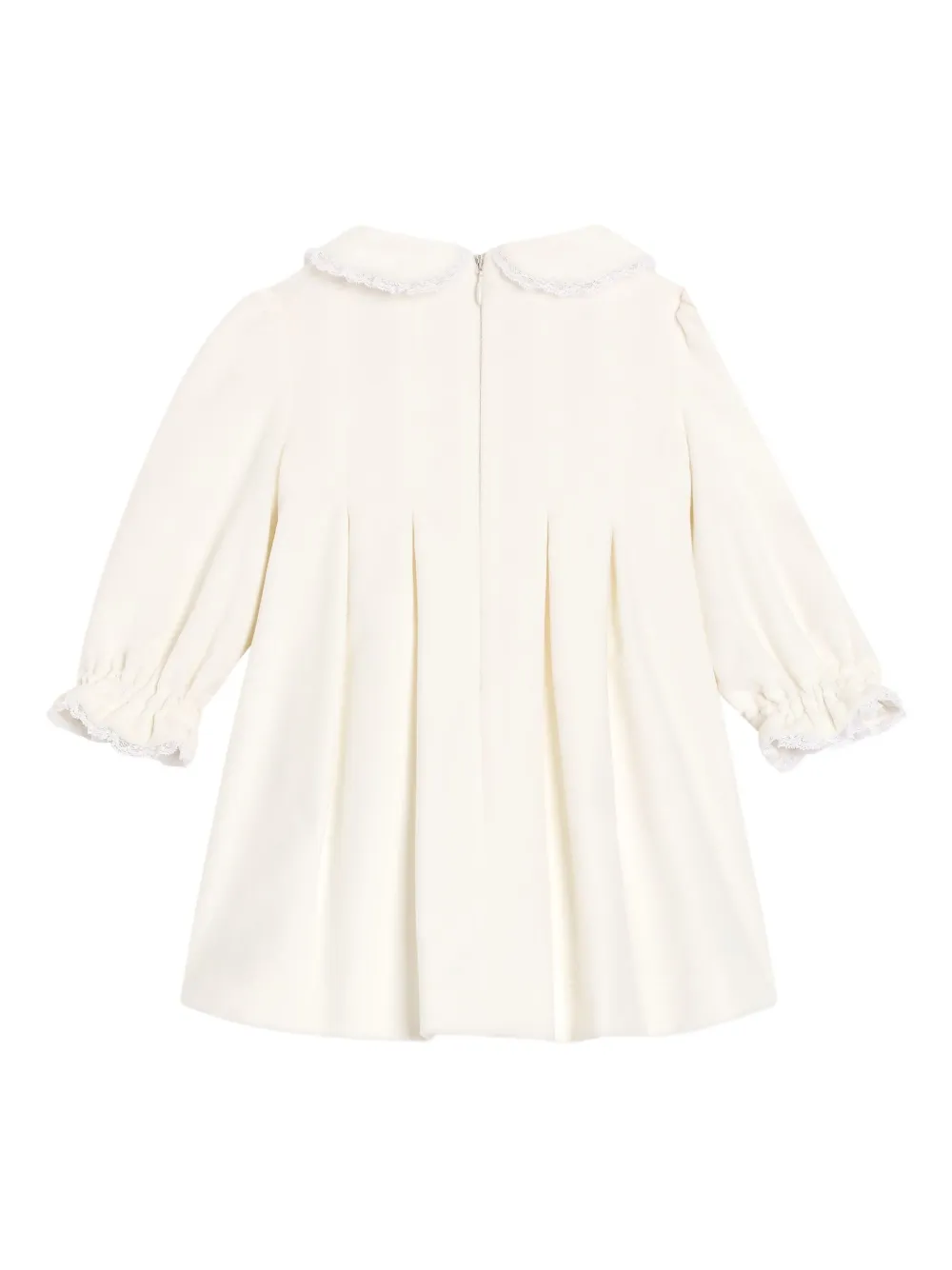 Dolce & Gabbana Kids Geplooide jurk met fluwelen afwerking - Wit