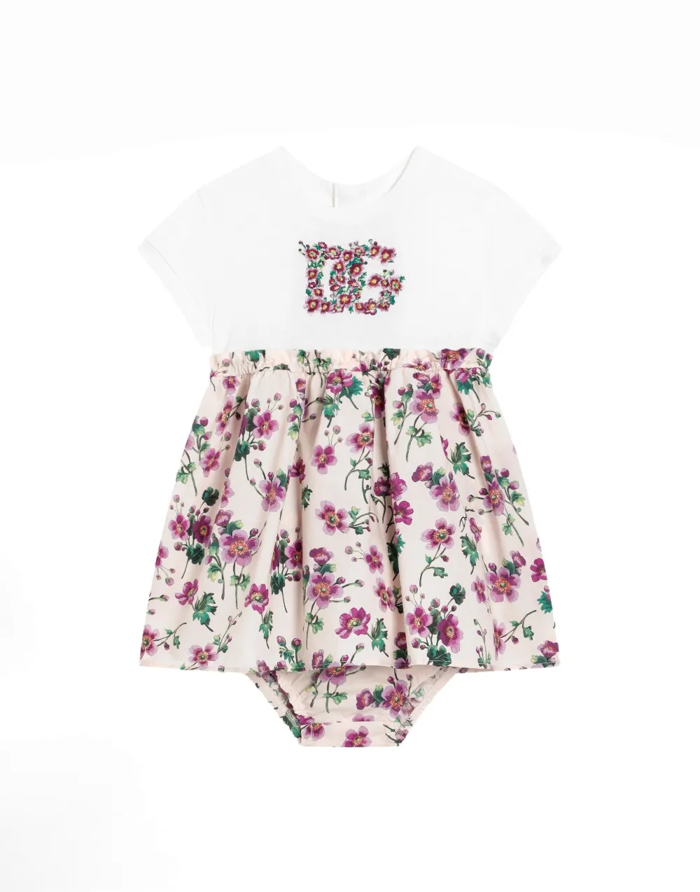 Dolce & Gabbana Kids Jurk met bloe print Wit