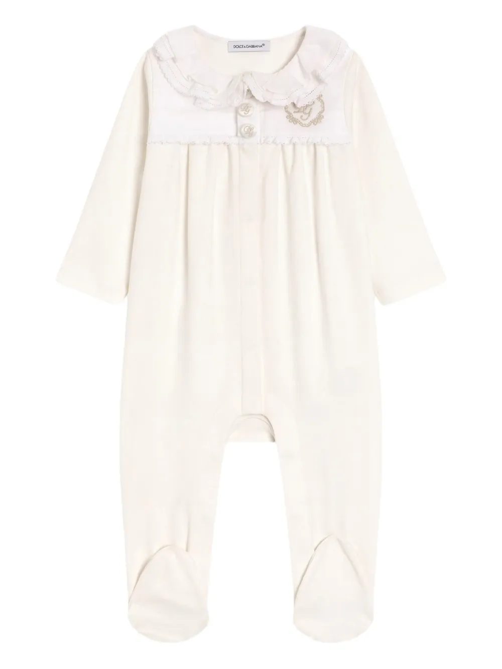 Dolce & Gabbana Kids Drie rompers met ruchekraag Wit