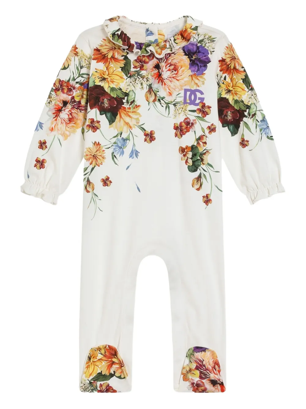 Dolce & Gabbana Kids Katoenen babypakje met bloemenprint Wit