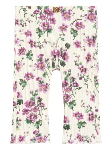Dolce & Gabbana Kids floral-print ribbed trousers