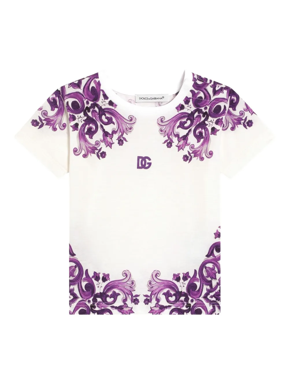 Dolce & Gabbana Kids T-shirt met Majolica-print Wit