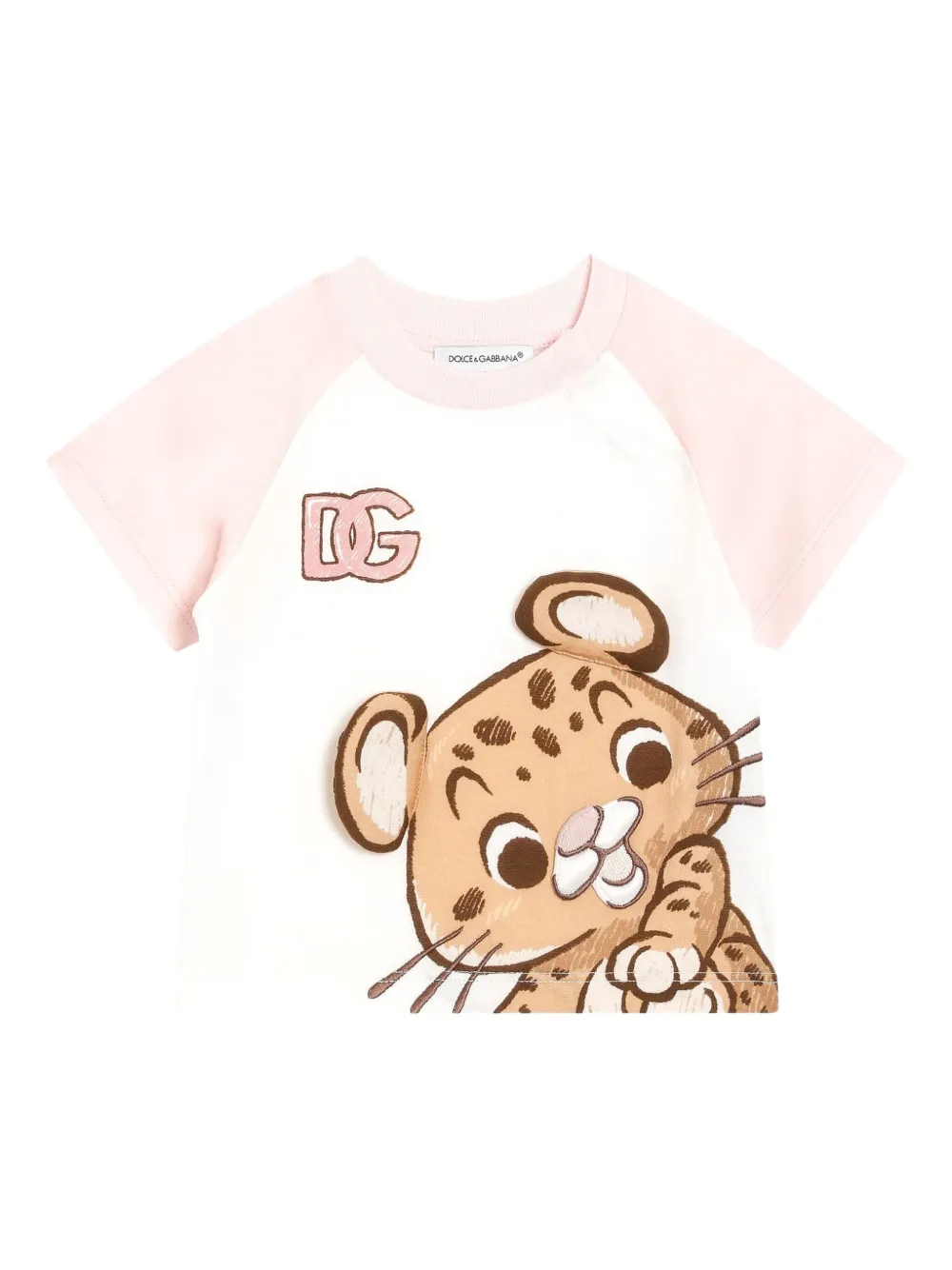 Dolce & Gabbana Kids Raglan T-shirt met luipaardprint Wit