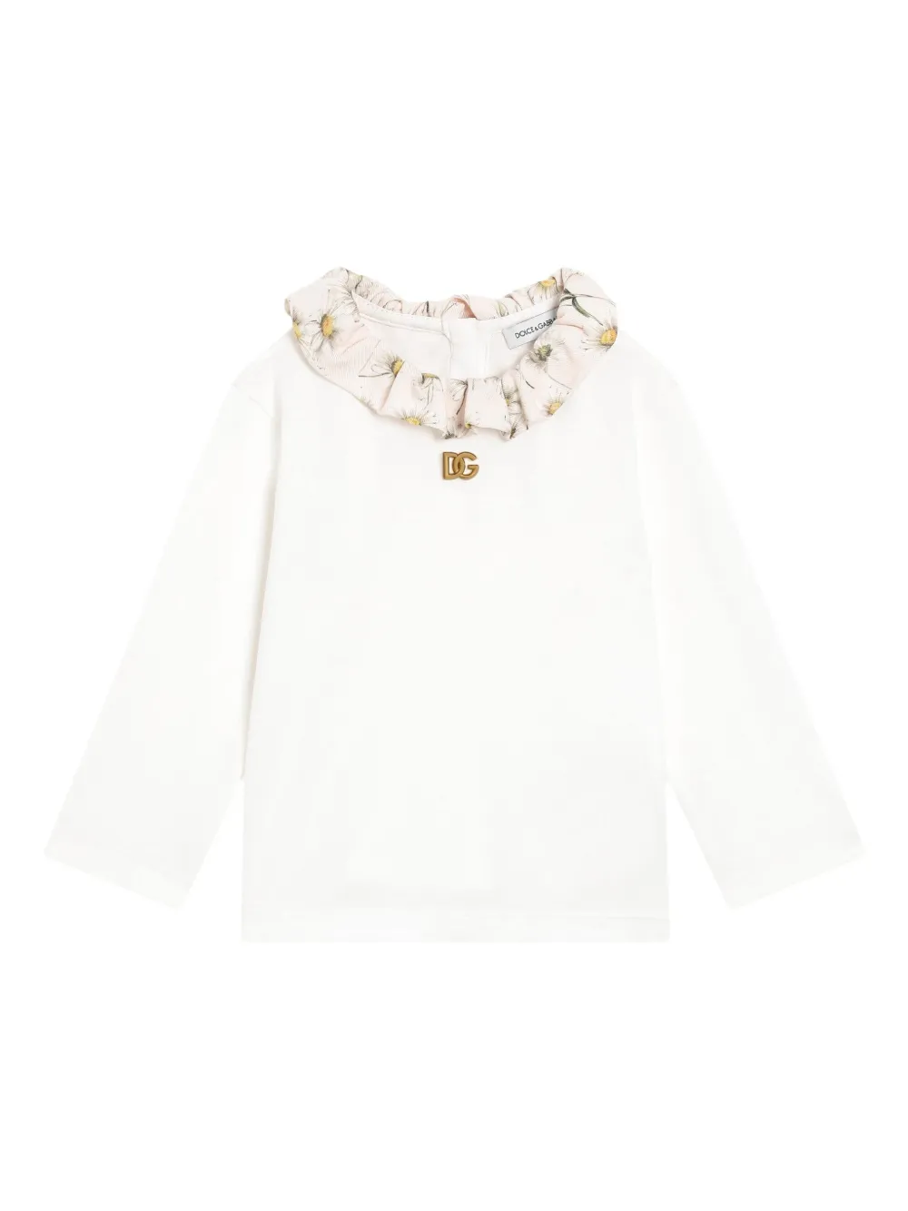 Dolce & Gabbana Kids Top met ruches en madeliefjesprint Wit