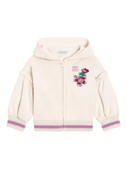 Dolce & Gabbana Kids Felpa con cappuccio e ricamo a fiori
