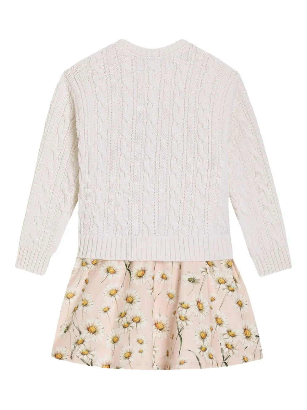 Dolce & Gabbana Kids daisy-print cable-knit dress - Beige