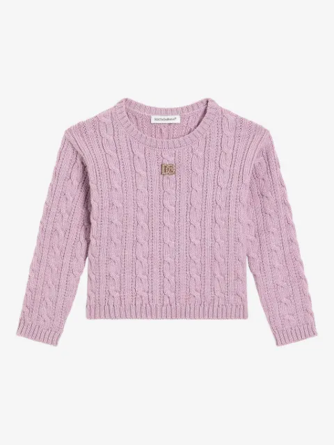 Dolce & Gabbana Kids cable-knit logo-plaque sweater
