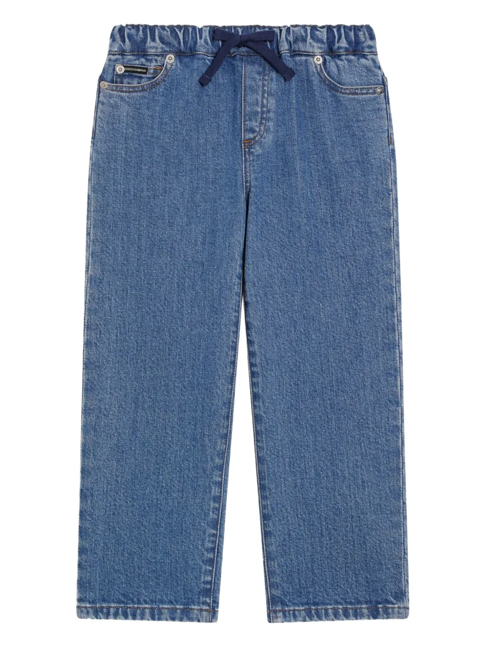 Dolce & Gabbana Kids Jeans met elastische taille en geborduurd logo Blauw