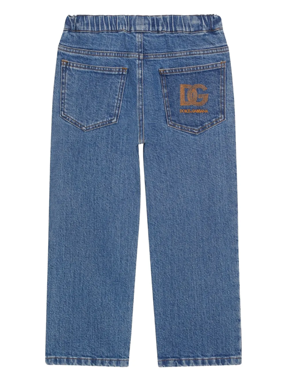 Dolce & Gabbana Kids Jeans met elastische taille en geborduurd logo Blauw