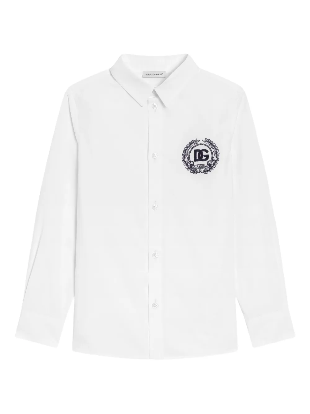 Dolce & Gabbana Kids' Logo-embroidered Long-sleeves Shirt In White