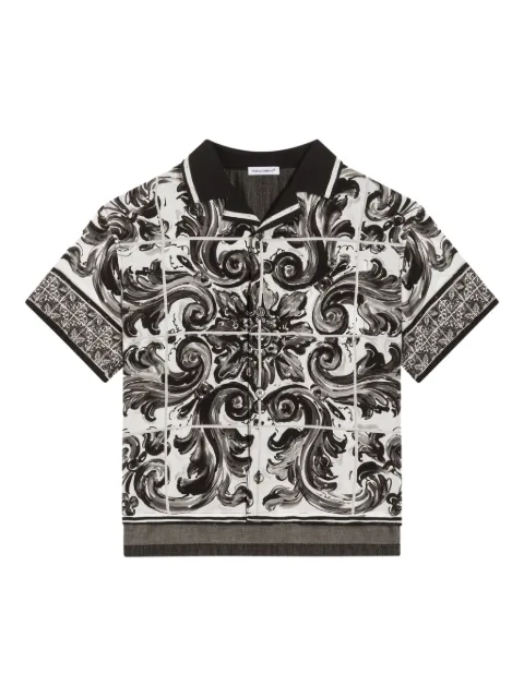 Dolce & Gabbana Kids Camicia con stampa maioliche
