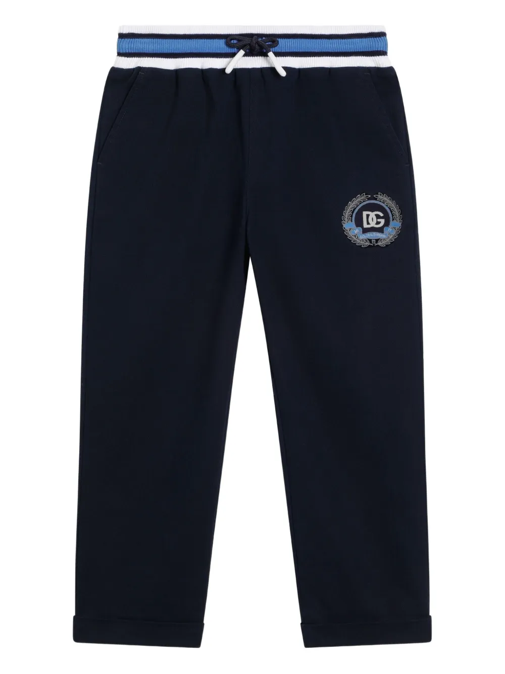 Dolce & Gabbana Kids logo-embroidered banded trousers | Blue | Image 1