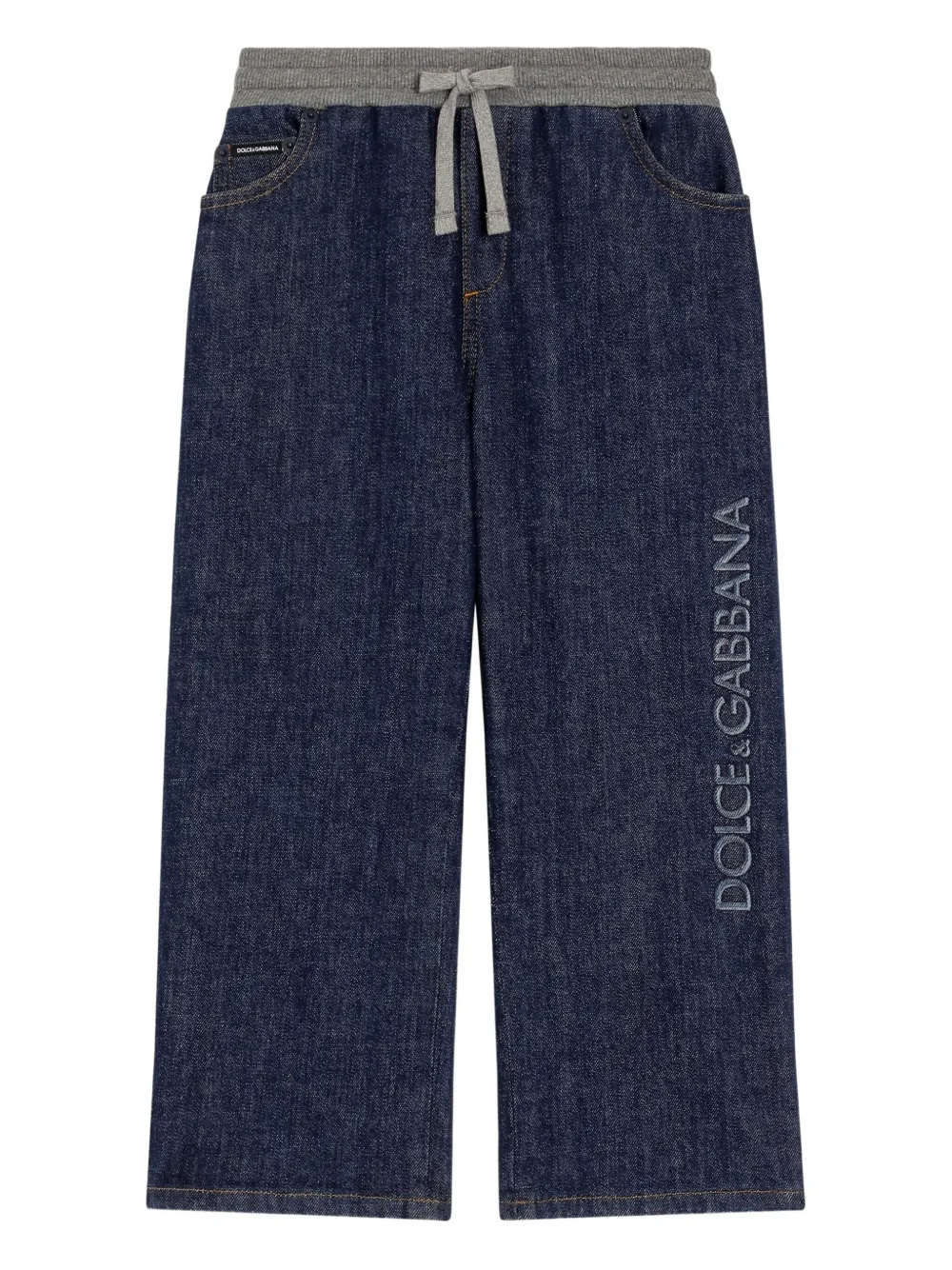 Dolce & Gabbana Kids' Drawstring-waistband Jeans In Blue
