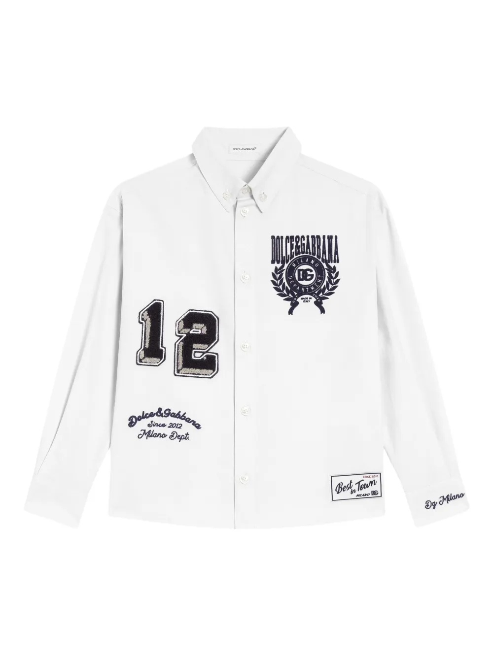 Dolce & Gabbana Kids' Logo-embroidered Long-sleeves Shirt In White