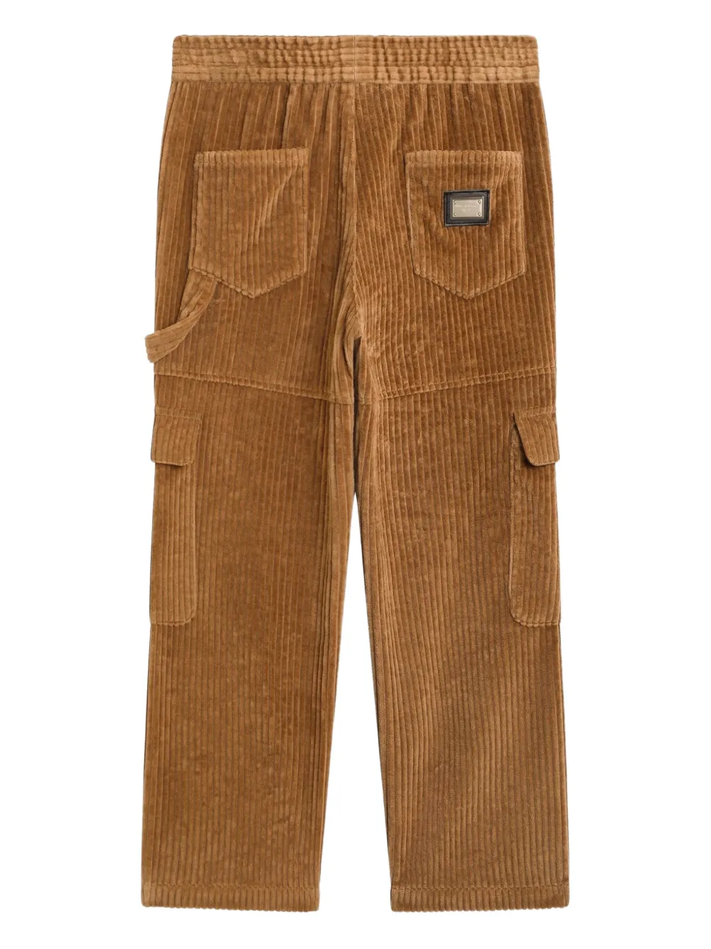 Dolce & Gabbana Kids Ribfluwelen broek met cargo zakken Bruin