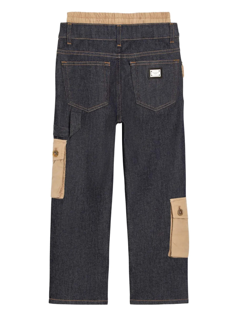 Dolce & Gabbana Kids Jeans met dubbele taille en cargo zak Blauw
