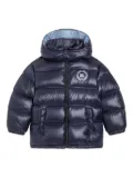 Dolce & Gabbana Kids logo-patch hooded puffer jacket - Blue