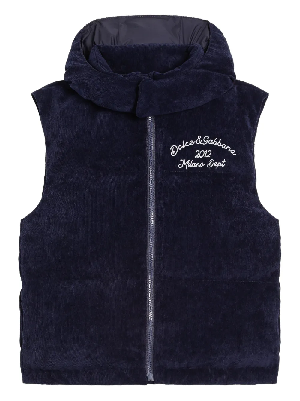 Dolce & Gabbana Kids' Corduroy Hooded Gilet In Blue