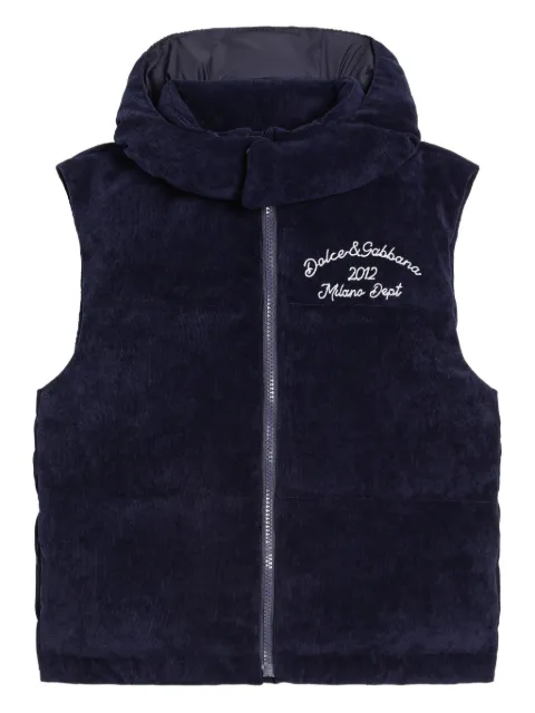Dolce & Gabbana Kids corduroy hooded gilet