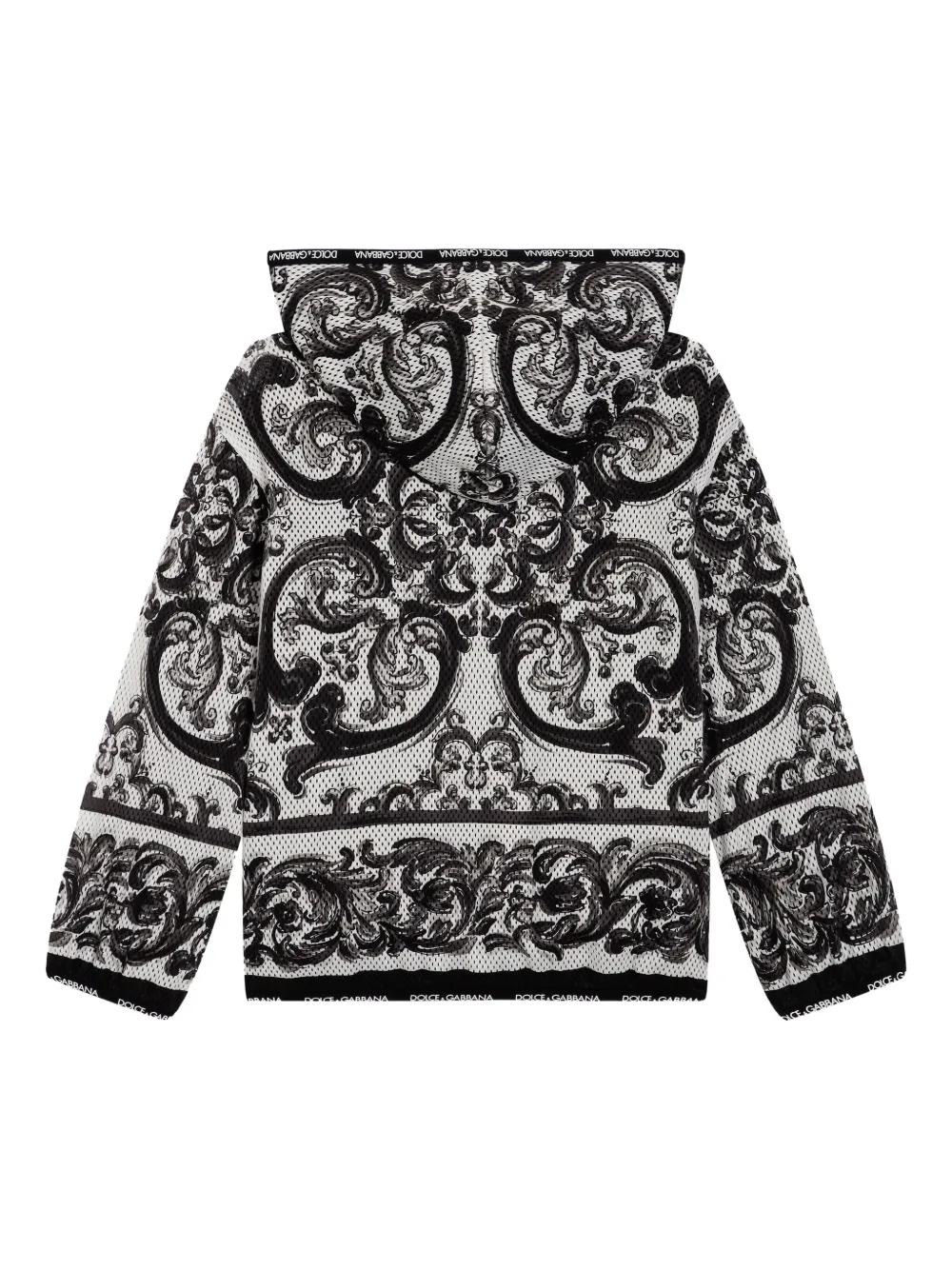 Dolce & Gabbana Kids Jack met capuchon en Majolica-print Zwart