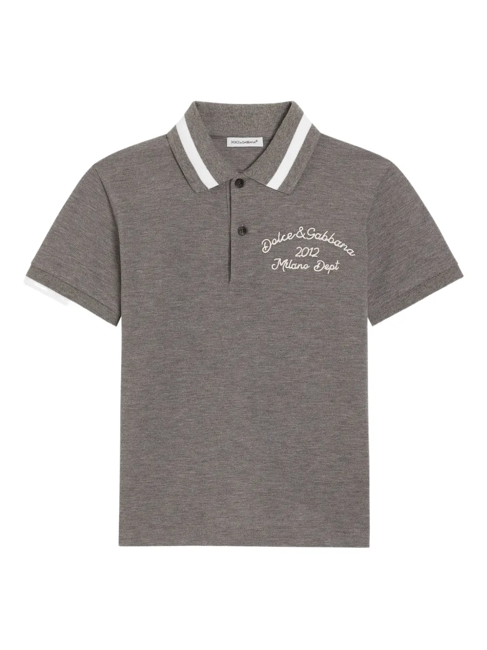 Dolce & Gabbana Kids' Logo-embroidered Polo Shirt In Gray
