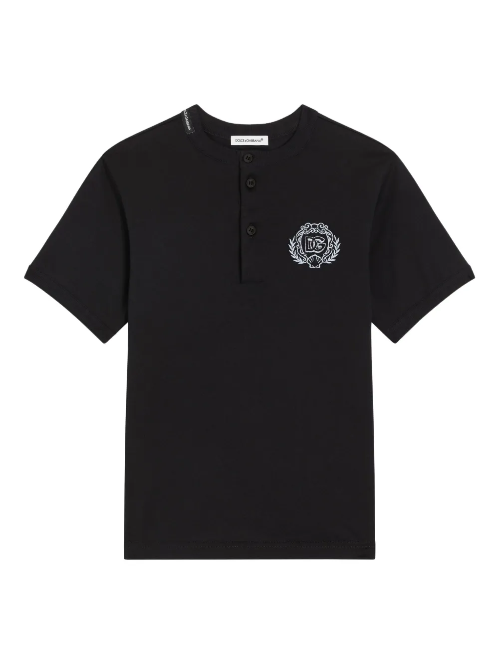 Dolce & Gabbana Kids T-shirt met geborduurd wapenschild Blauw