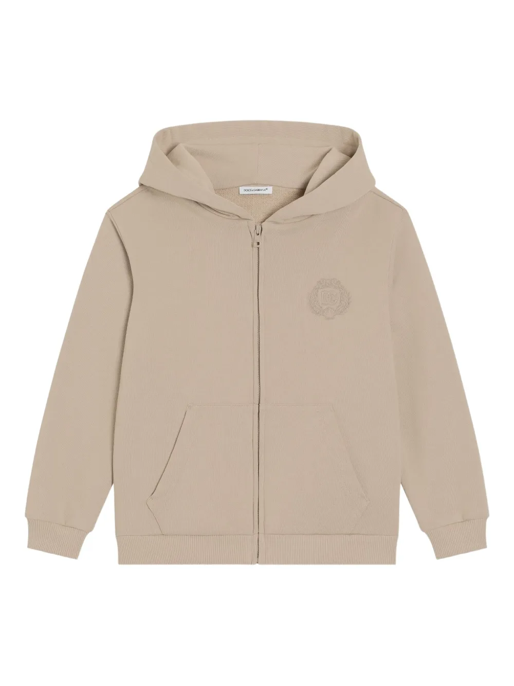 Dolce & Gabbana Kids Hoodie met geborduurd logo en rits Beige