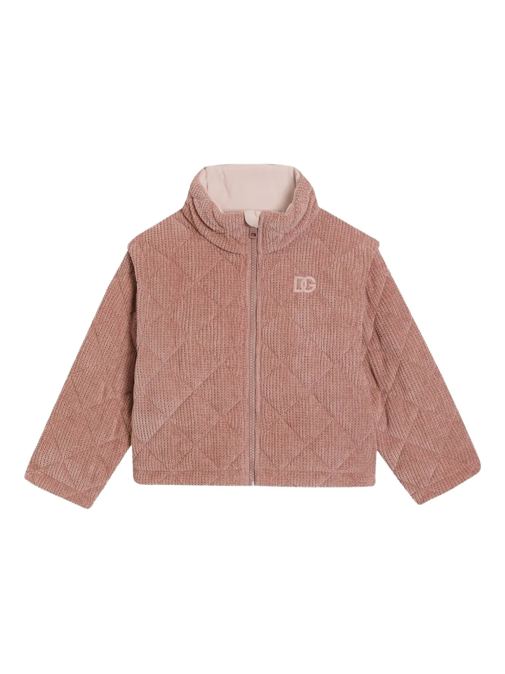 Dolce & Gabbana Quilted Corduroy Coat In Pink