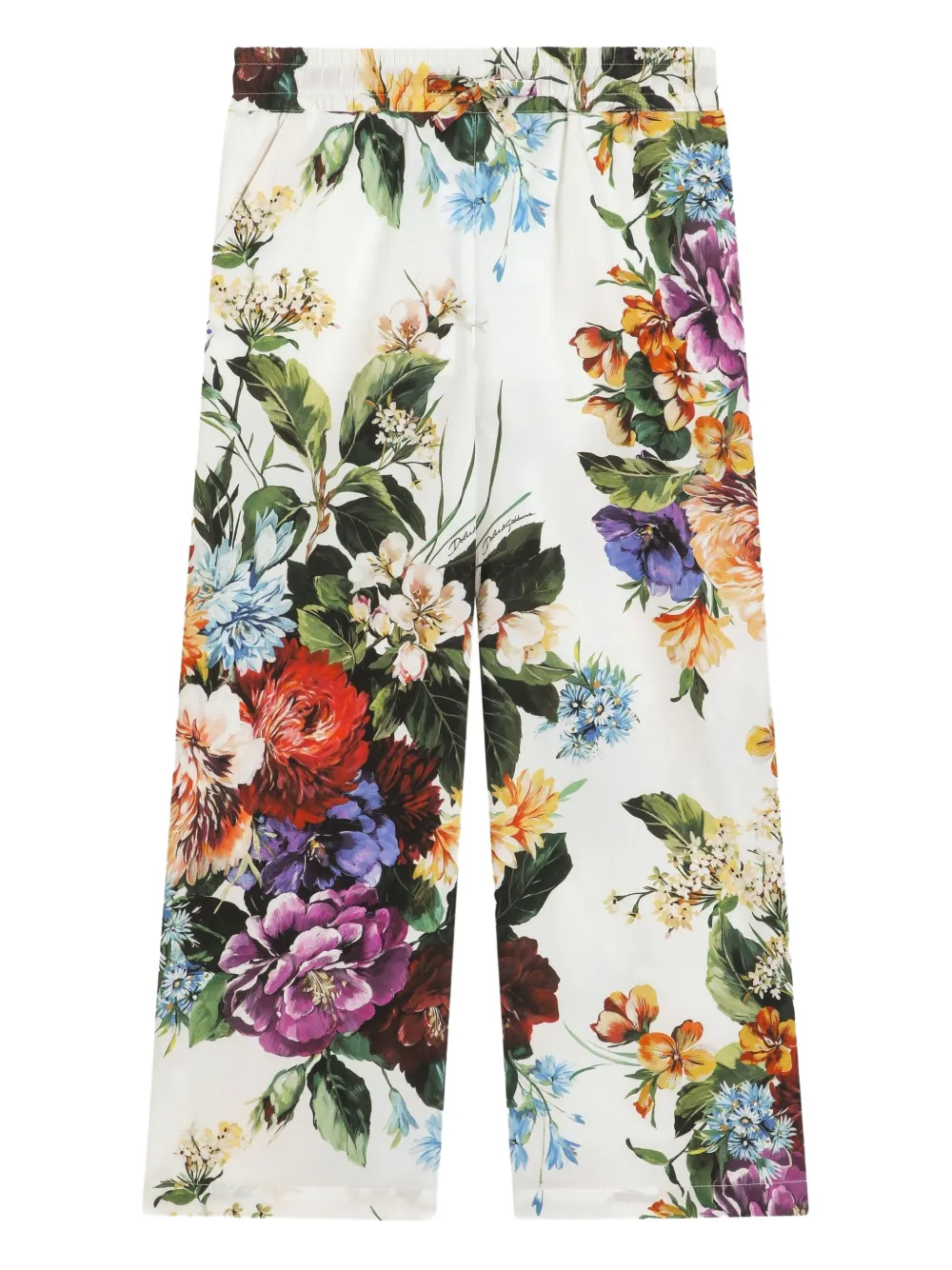 Dolce & Gabbana Kids' Floral-print Cotton Trousers
