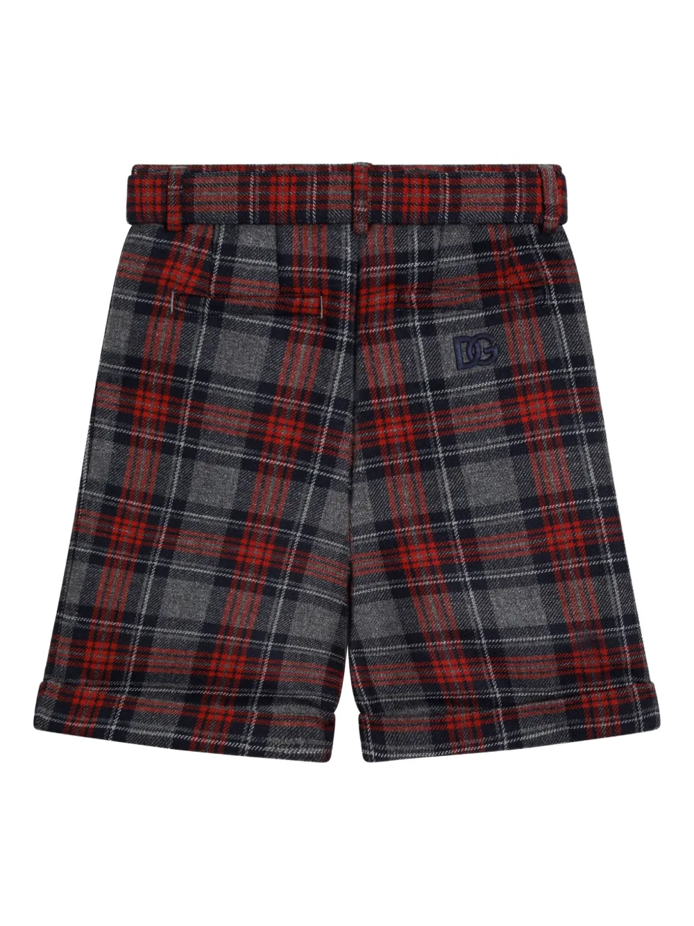 Dolce & Gabbana Kids Geruite shorts met ceintuur Grijs