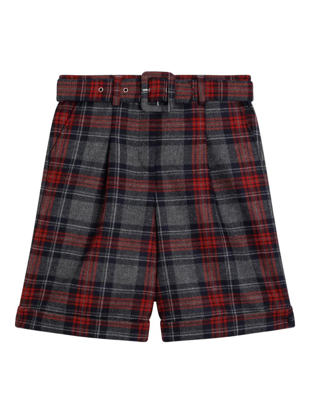 Dolce & Gabbana Kids' Plaid Belted Shorts In Red